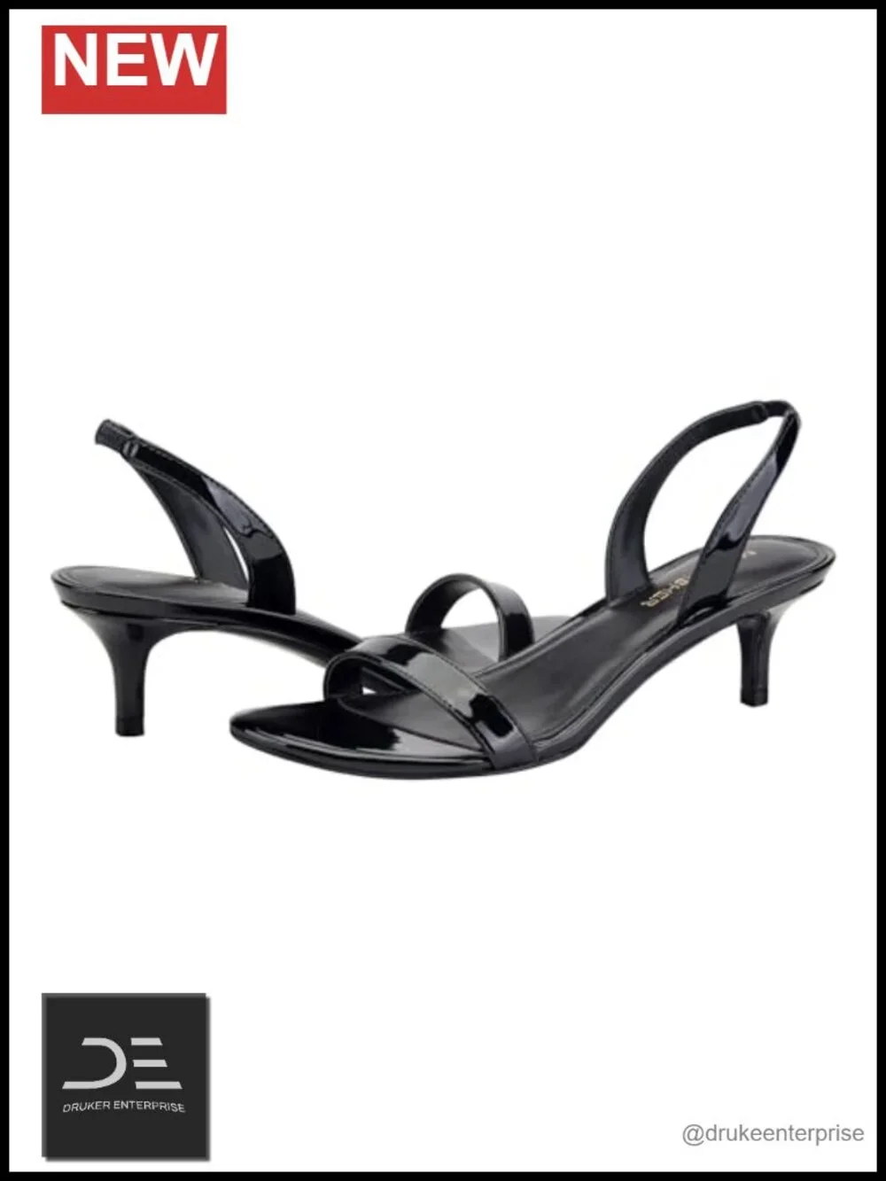 Marc Fisher Salla Faux Patent Leather Slingback Kitten Heels Sandals